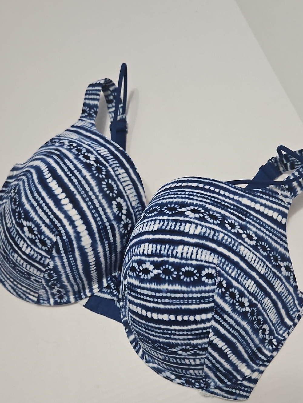 Cacique Navy and White Printed Underwire Padded Bra Size 42H